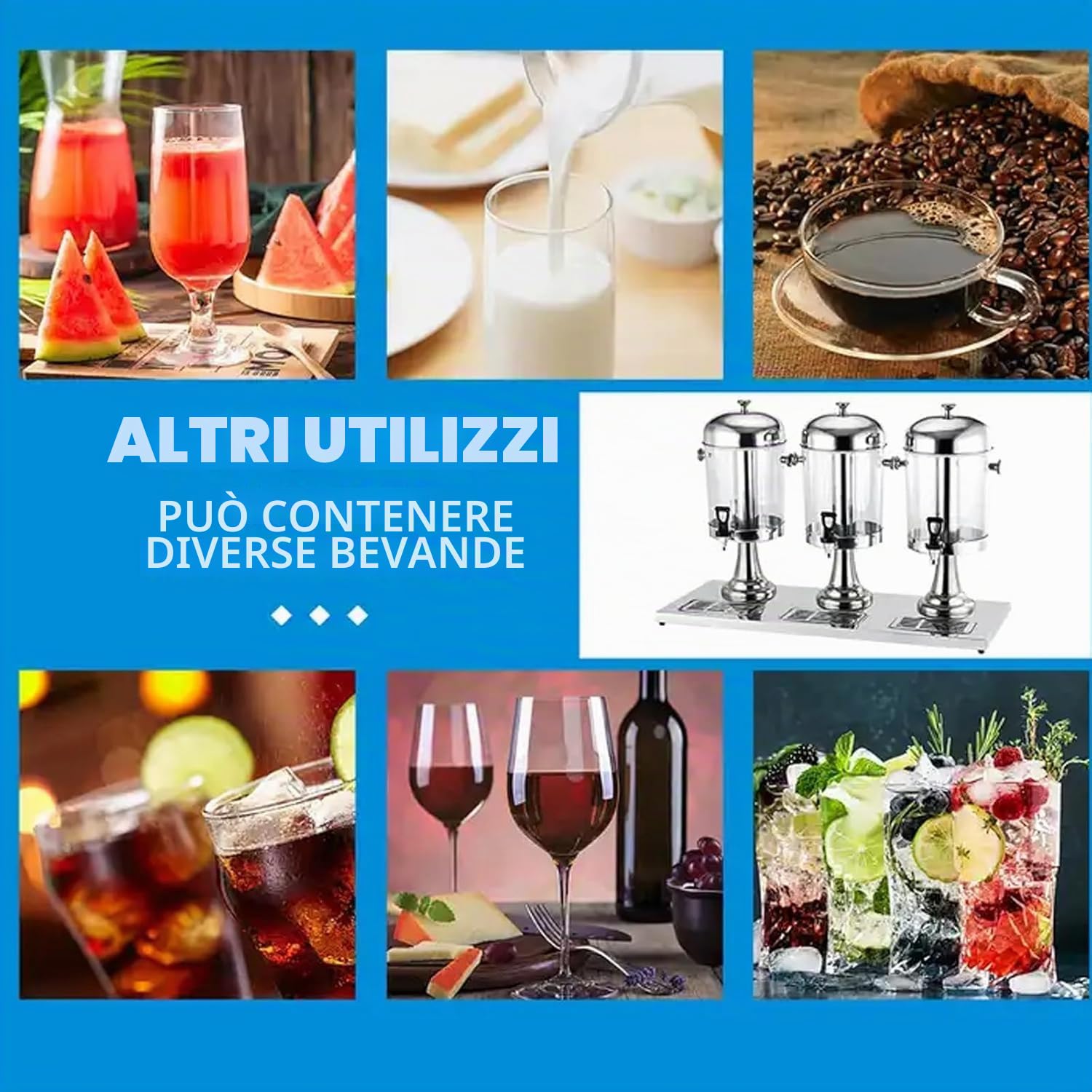 Distributore di Bevande in Acciaio Inossidabile, Distributore di Succhi con Vassoio Antigoccia per Isolare/riscaldare/raffreddare Bevande di Birra, Adatto per Bar per Feste di Ristorante(d'argento)
