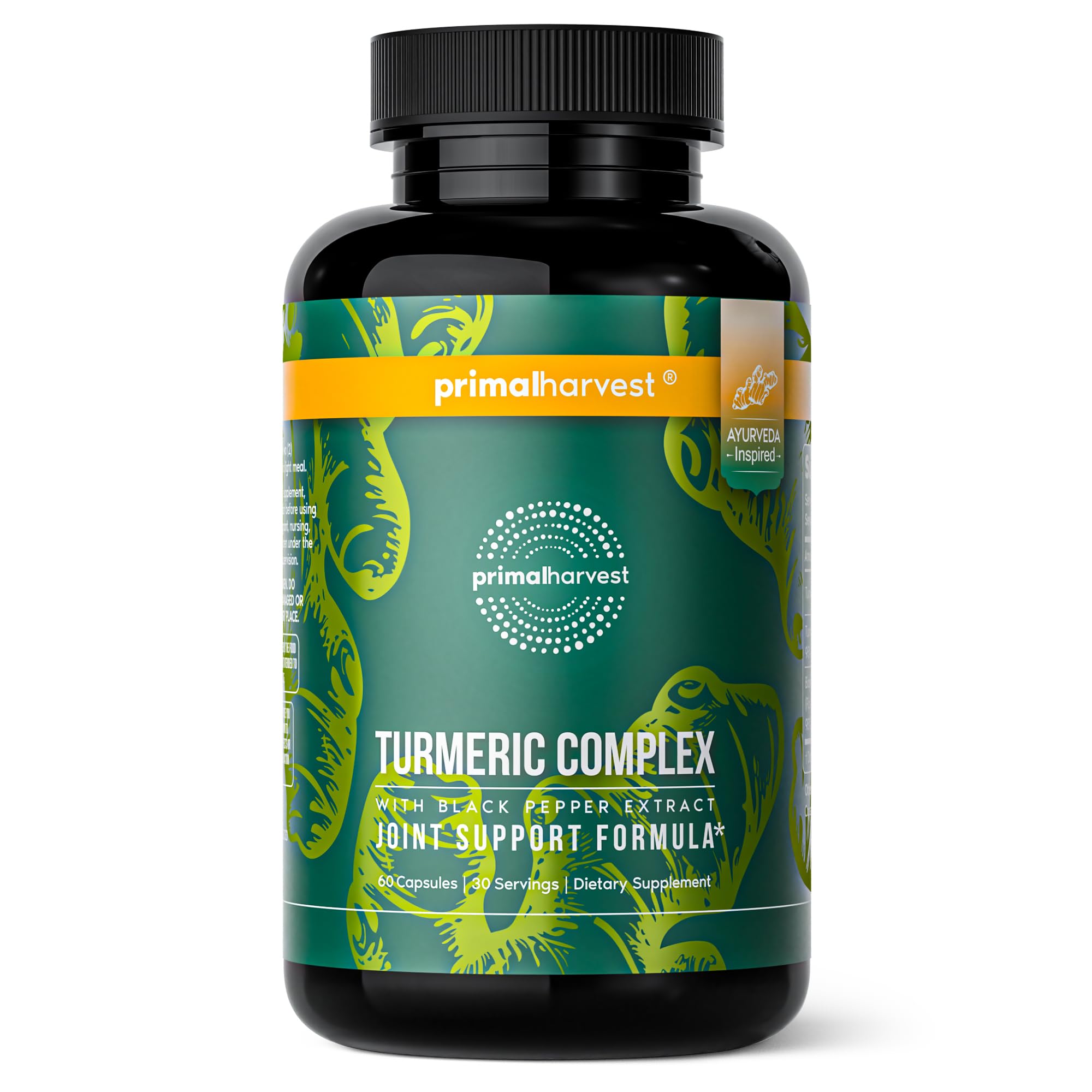 1 Pack, Primal Turmeric Complex w/Black Pepper Extract, Joint and Mobility Support Turmeric Supplement for Women & Men, 60 Capsules