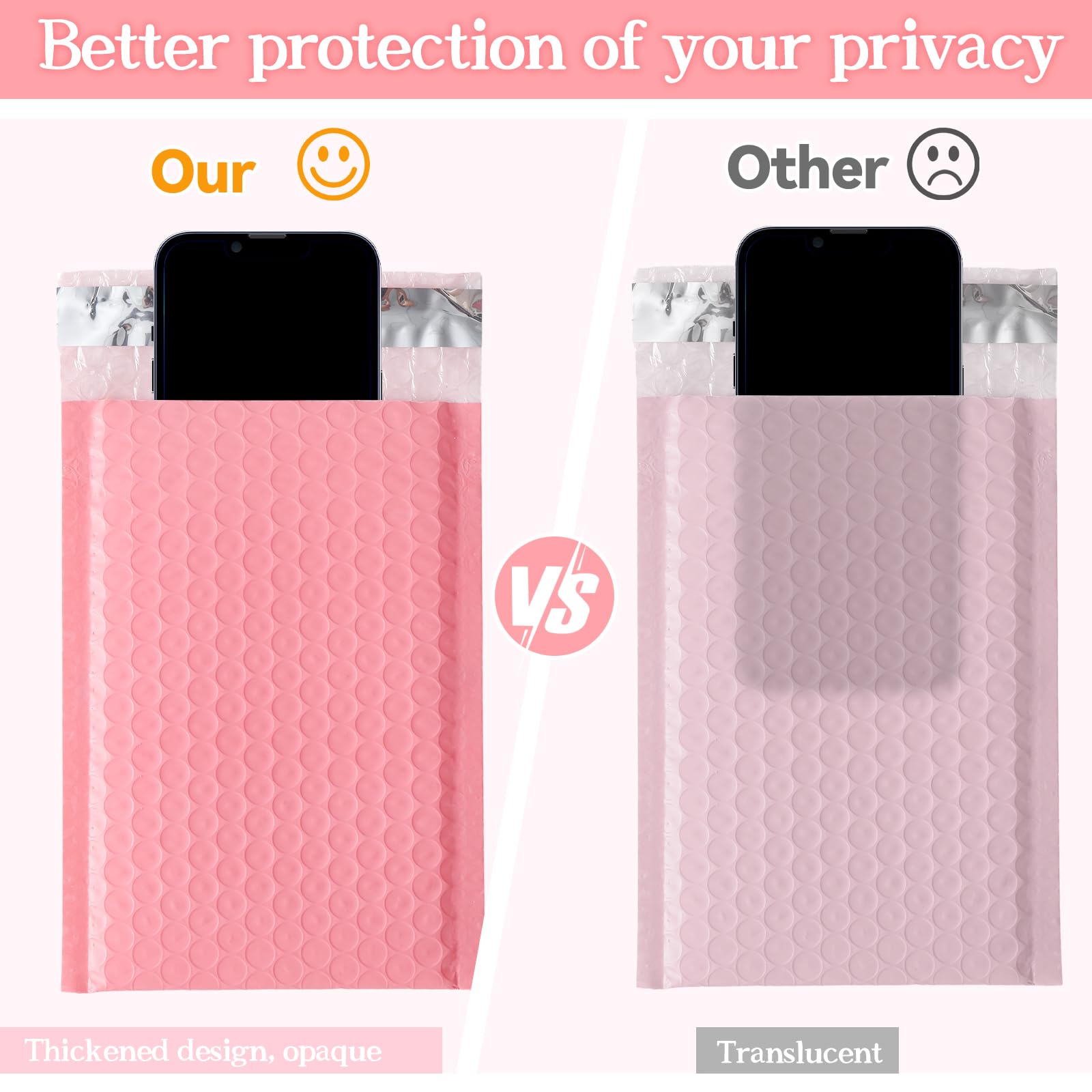 60 Pcs Self-Seal Bubble Mailers, Pink Padded Envelopes, 13 * 18cm Bubble Envelopes, Waterproof Mailer Bags for Courier, Packaging, Freight, Jewelry - Image 4