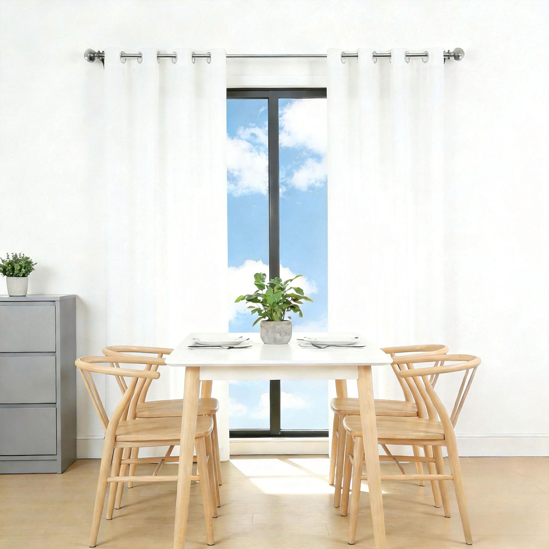 Rideau thermique isolant blanc 250x205 à oeillets pour chambre et salon
