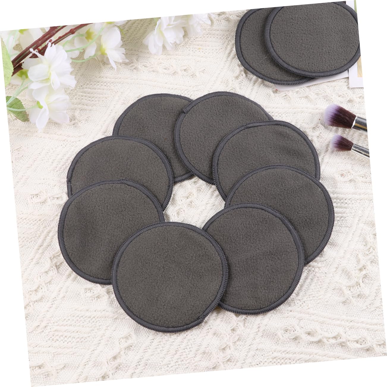 LIFKOME 10Pcs Reusable Charcoal Makeup Removal Pads Cleaning with Washable Bag for Effortless Makeup Removal for All Skin