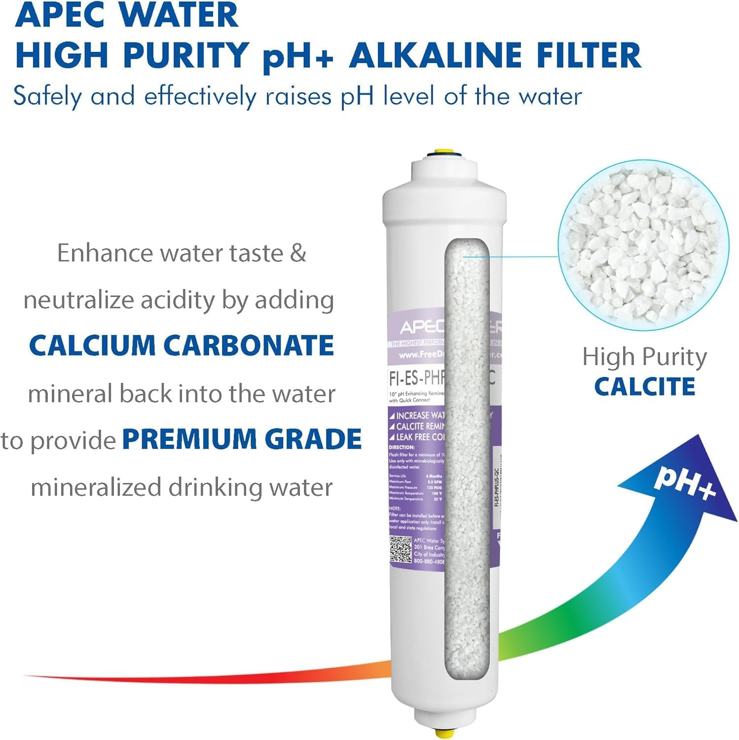 APEC Water Systems FILTER-T1Y-ESPH High Capacity 1 Year Replacement Filter Set For Essence Series Alkaline Reverse Osmosis Water Filter System Stage 1-3&6