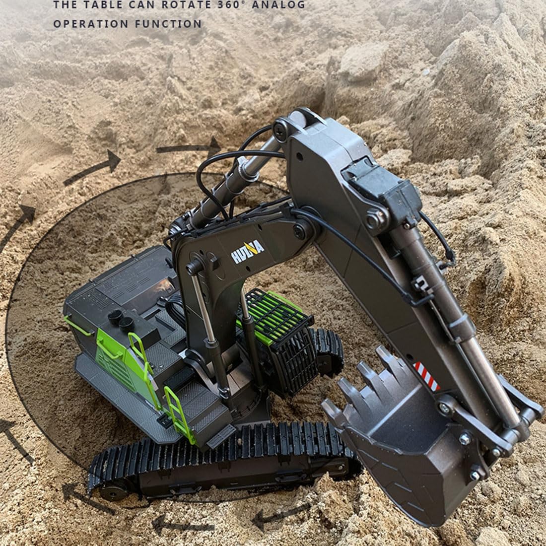 Model koparki RC Digger, skala 1/14 22CH 2,4G 4 w 1, wielofunkcyjna koparka ze stopu zdalnego sterowania ze światłami LED, model pojazdu inżynieryjnego dla dorosłych i młodzieży