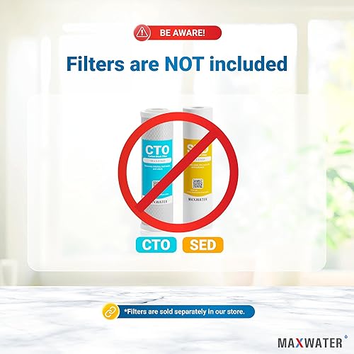 Miniatura 3 de Max Water Sistema de filtro de agua estándar para toda la casa de 2 etapas de 10 pulgadas, variación de carcasa de filtro transparente de entrada