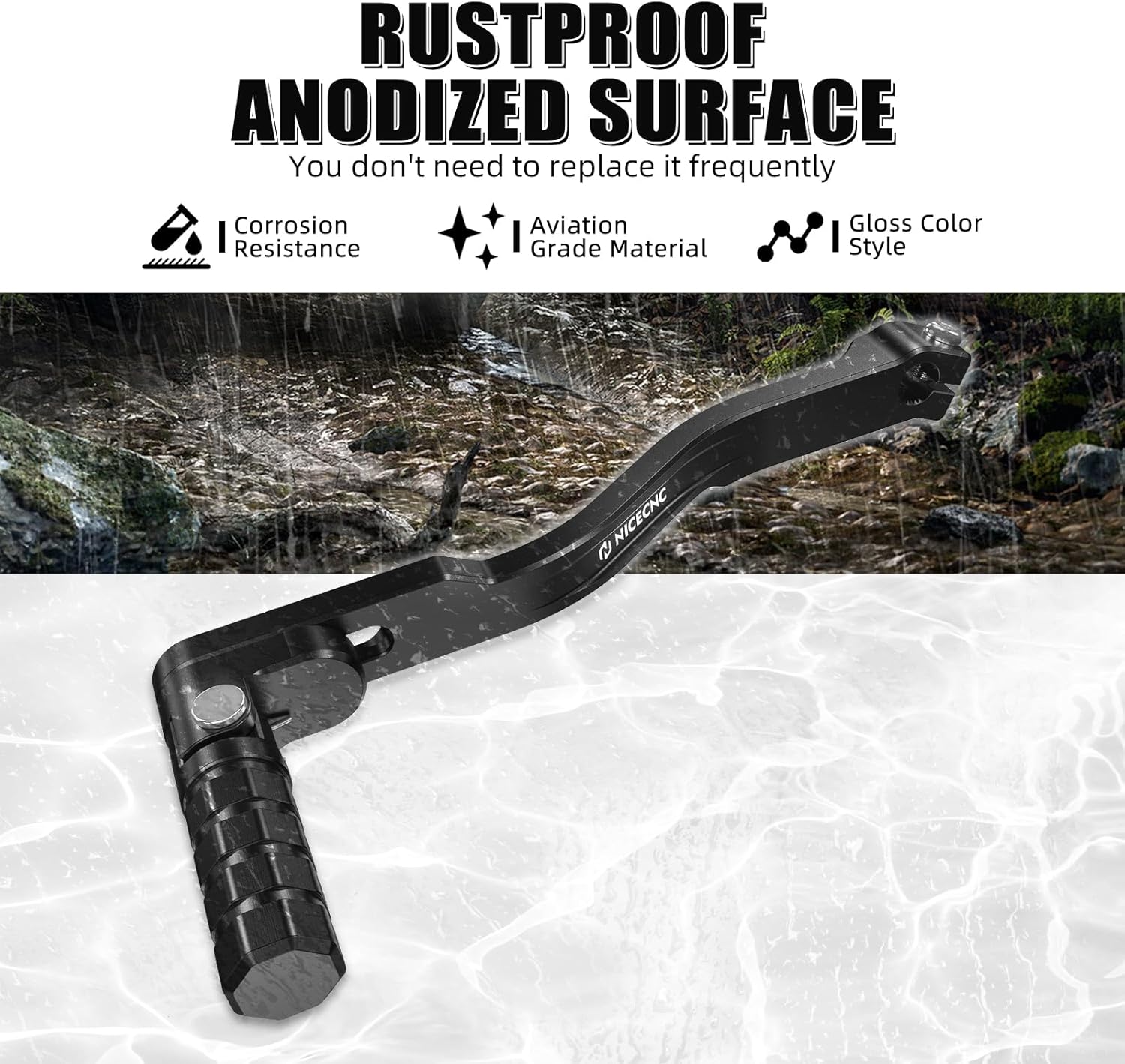 NICECNC Adjustable Gear Shift Lever Compatible with Yamaha Blaster 200 YFS200 1988-2006, Replacement for 2XJ-18110-00-00,2XJ-18110-10-00 Black