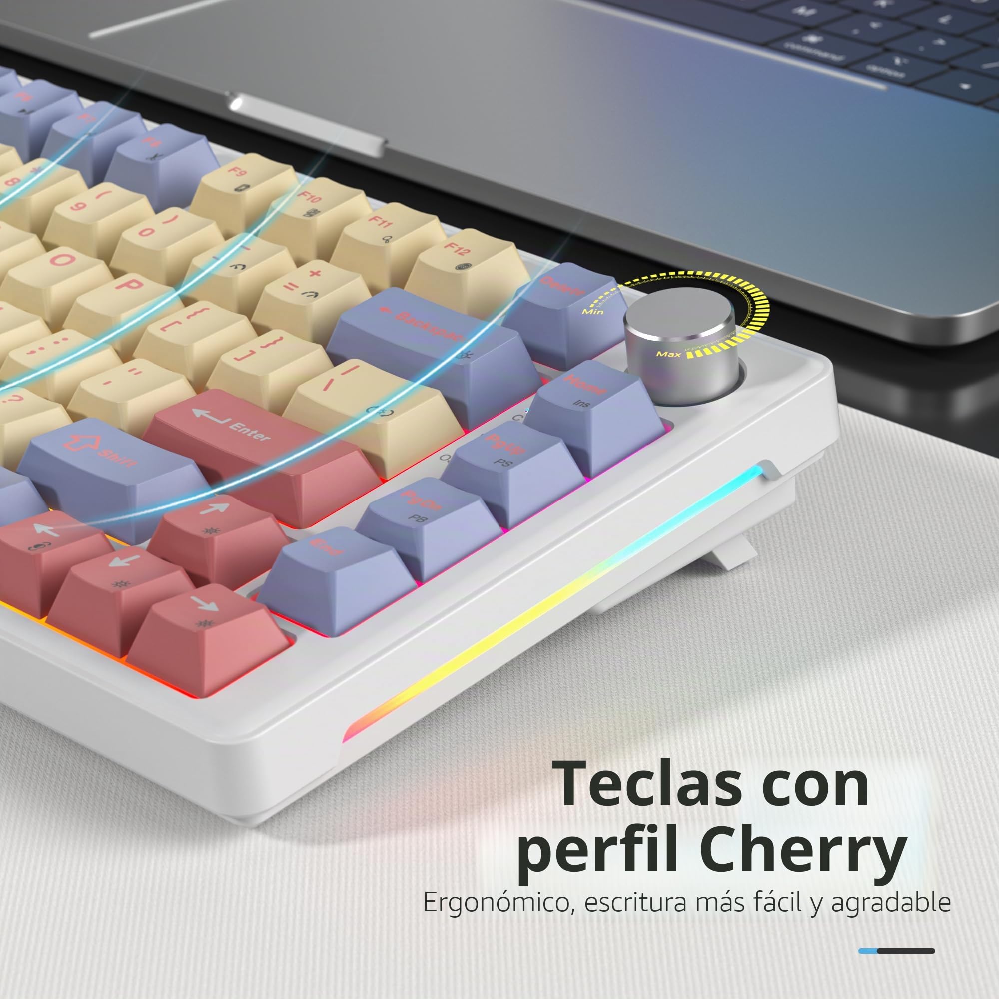 75% Teclado Mecánico con Cable,QWERTY Americana,TKL Teclado para Juegos with Espuma Poron,Hot-Swap,Retroiluminación RGB para Win/Mac