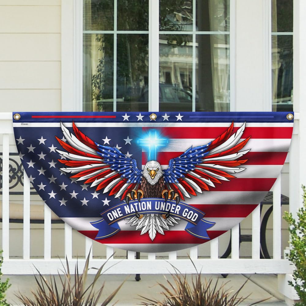 One Nation Under God Patriotic Eagle Non-Pleated Fan Flag TQN2650FL (1 Pack, 3x6 ft)