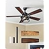 EDISHINE 42“ Farmhouse Ceiling Fans with Lights and Remote, 10%-100% Dimmable, 6 Speeds, Wood Blades, DC Reversible Motor, Timer, Noiseless, Small Rustic Ceiling Fan for Bedroom Living Room, UL Listed