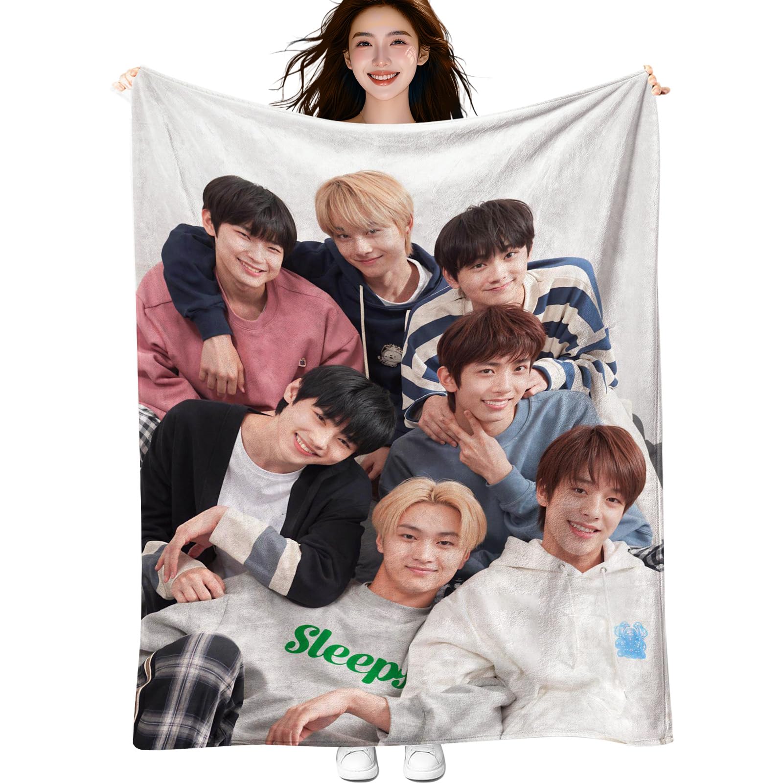 NlsqUK Boys Band Enhypen Blanket, 130 x 150 CM Flannel Blanket 3D Print