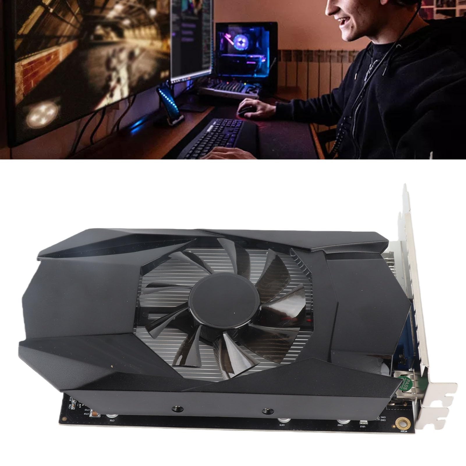 Tarjeta Gráfica, HD7670 4GB GDDR5 128Bit 480 Stream Processor Unit PCI Express X16 2.1 Tarjeta Gráfica de Vídeo Ranura de bajo Ruido Ventilador de Aleación de Aluminio Gaming Video Card para PC