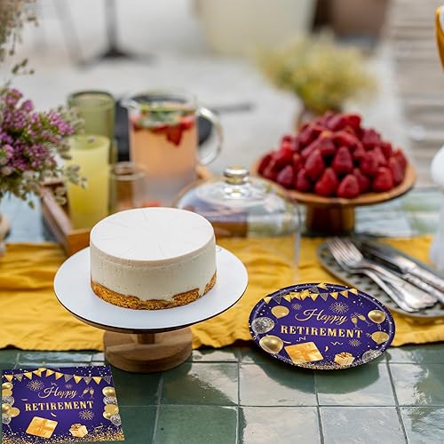 Miniatura 5 de 40 piezas de decoraciones de fiesta de jubilación para mujeres, juego de platos y servilletas para fiesta de jubilación, vajilla desechable de color