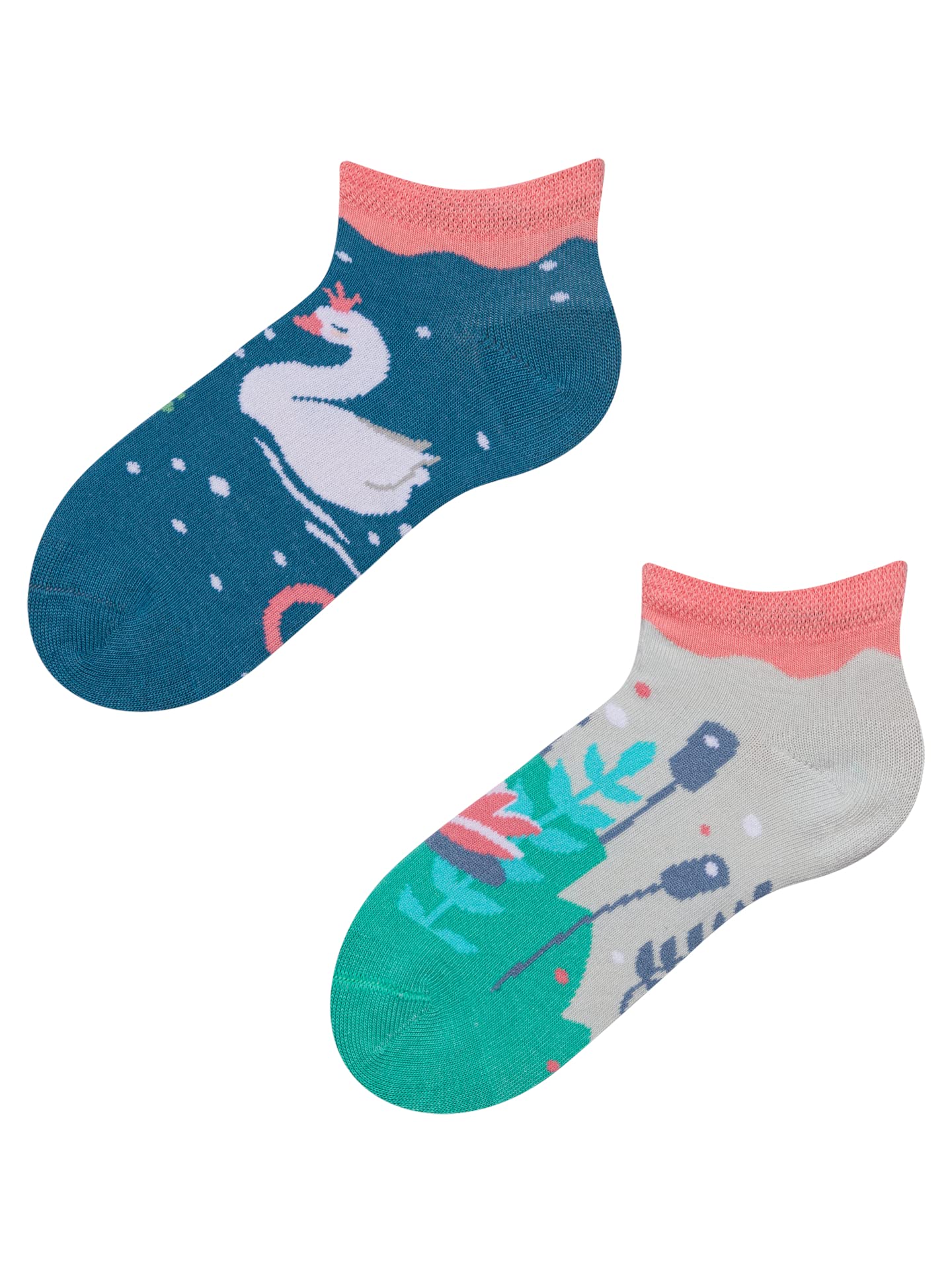 Dedoles Unisex Socks Cotton Funny Designs Football Bicycle Horses Plants Firefighter Gift Mismatched, color: Multicolor, design: Swan Princess (ankle socks), size: 2-4 Years