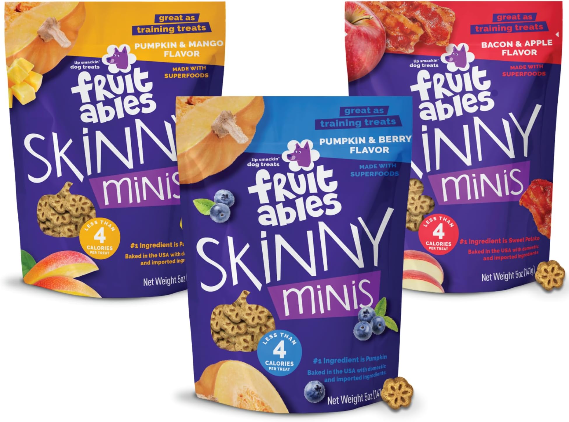 Fruitables Skinny Minis Apple Bacon, Pumpkin Berry, Mango - Variety Pack of 3