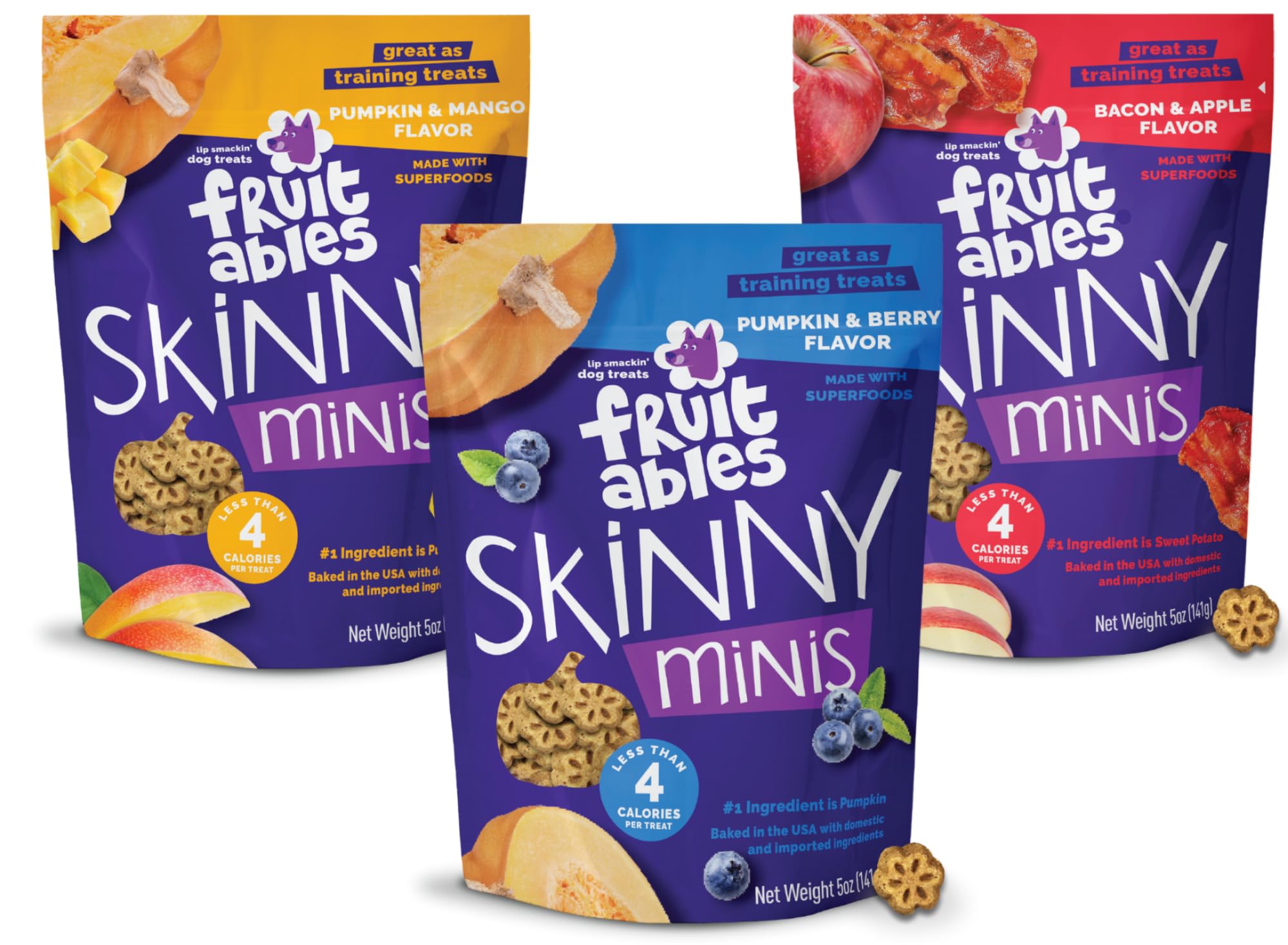 Fruitables Skinny Minis Apple Bacon, Pumpkin Berry, Mango - Variety Pack of 3