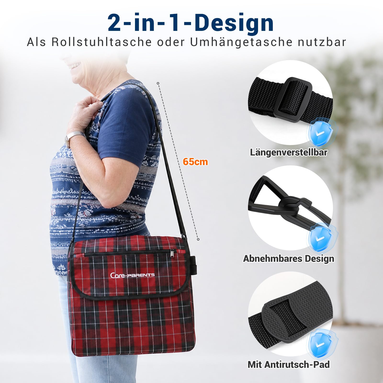 Care-parents Bolsa para silla de ruedas, mochila para la parte trasera de la silla de ruedas, espaciosa bolsa de almacenamiento para sillas de ruedas, bolsa universal para accesorios de silla de