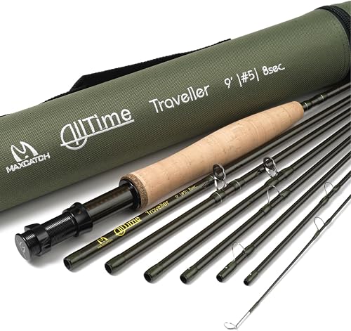 M MAXIMUMCATCH Maxcatch Alltime Travel Fishing Rod-Ultra Compact for Backpacking 8-Piece 9ft with Rod Tube (Size: 5/6/8wt) (Alltime Rod, 9' 6wt 8pcs)