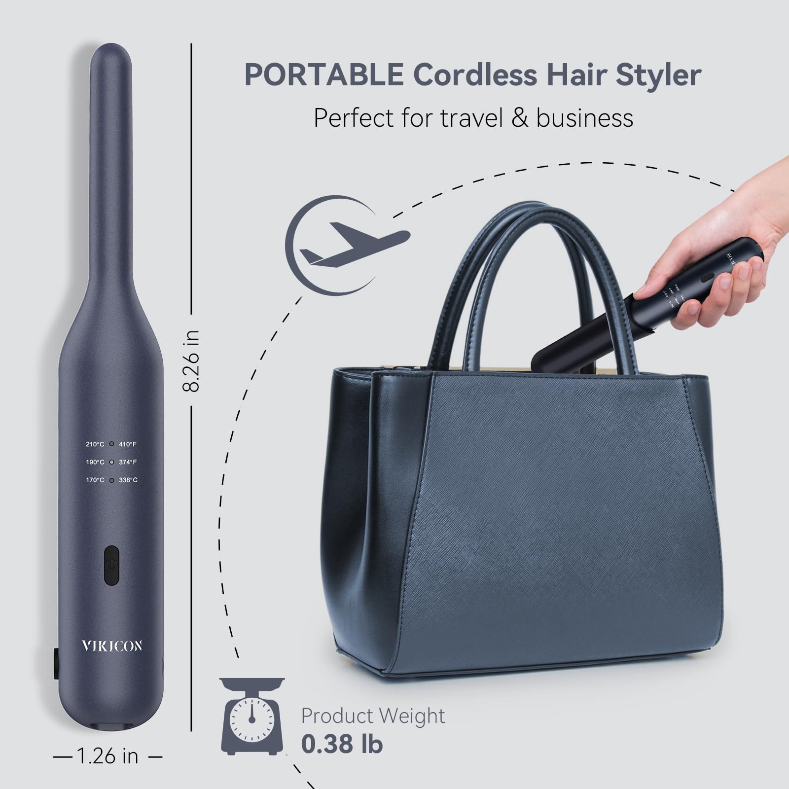 VIKICON Piastra per barba da uomo, mini piastra e arricciacapelli 2 in 1