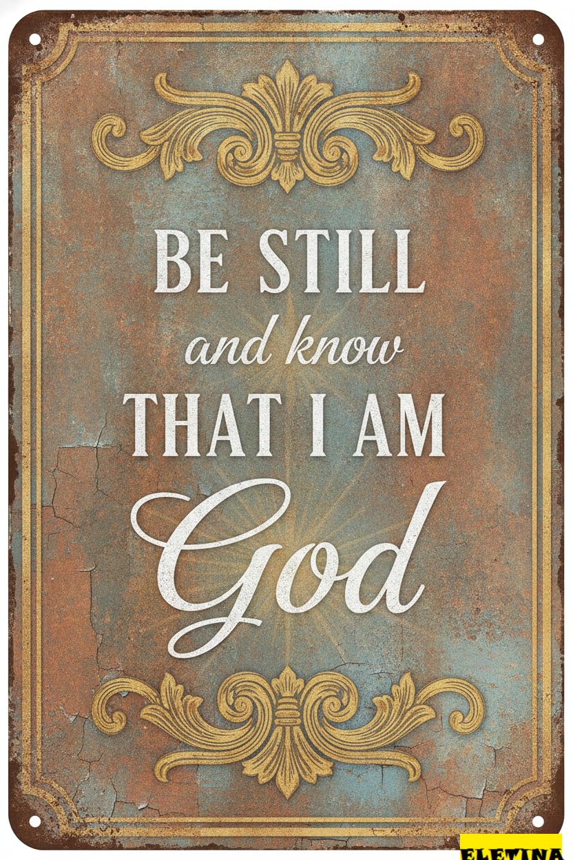 Be Still And Know That I Am God Psalm 46:10 Easter Bible Themed Metal Plaque Front Porch Wall Decor 8x12in