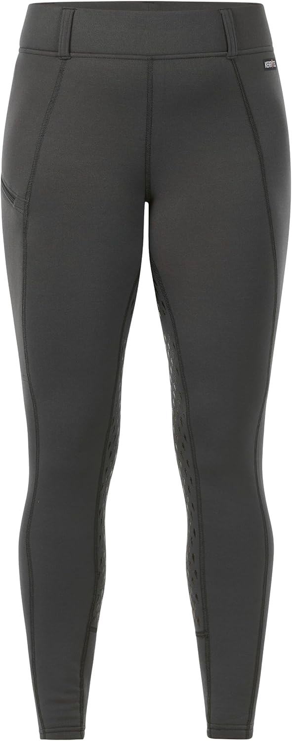 Kerrits Women's Power Stretch Fleece Silicone Full Seat Winter Horse Riding Tights – Polartec Equestrian Legging, Pocket