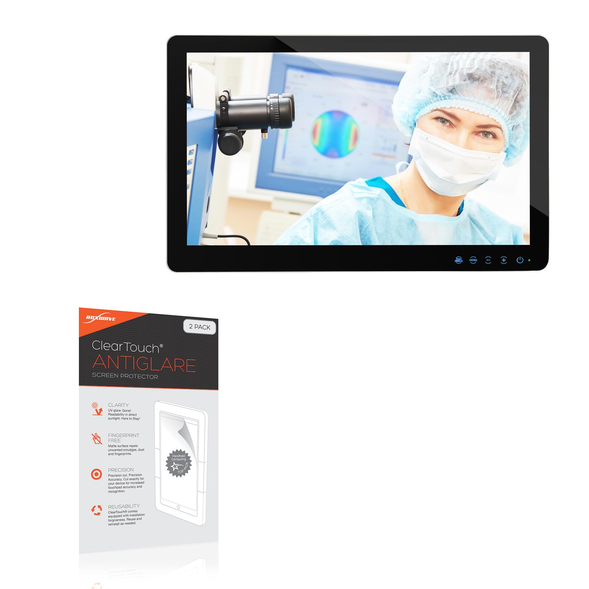 BoxWave Screen Protector Compatible With Canvys G Series Medical Monitor (21.5 in) - ClearTouch Anti-Glare (2-Pack), Anti-Fingerprint Matte Film Skin