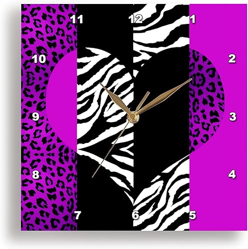Miniatura 1 de 3dRose DPP_35435_2 Reloj de pared con estampado de leopardo y cebra, 13.0 x 13.0in