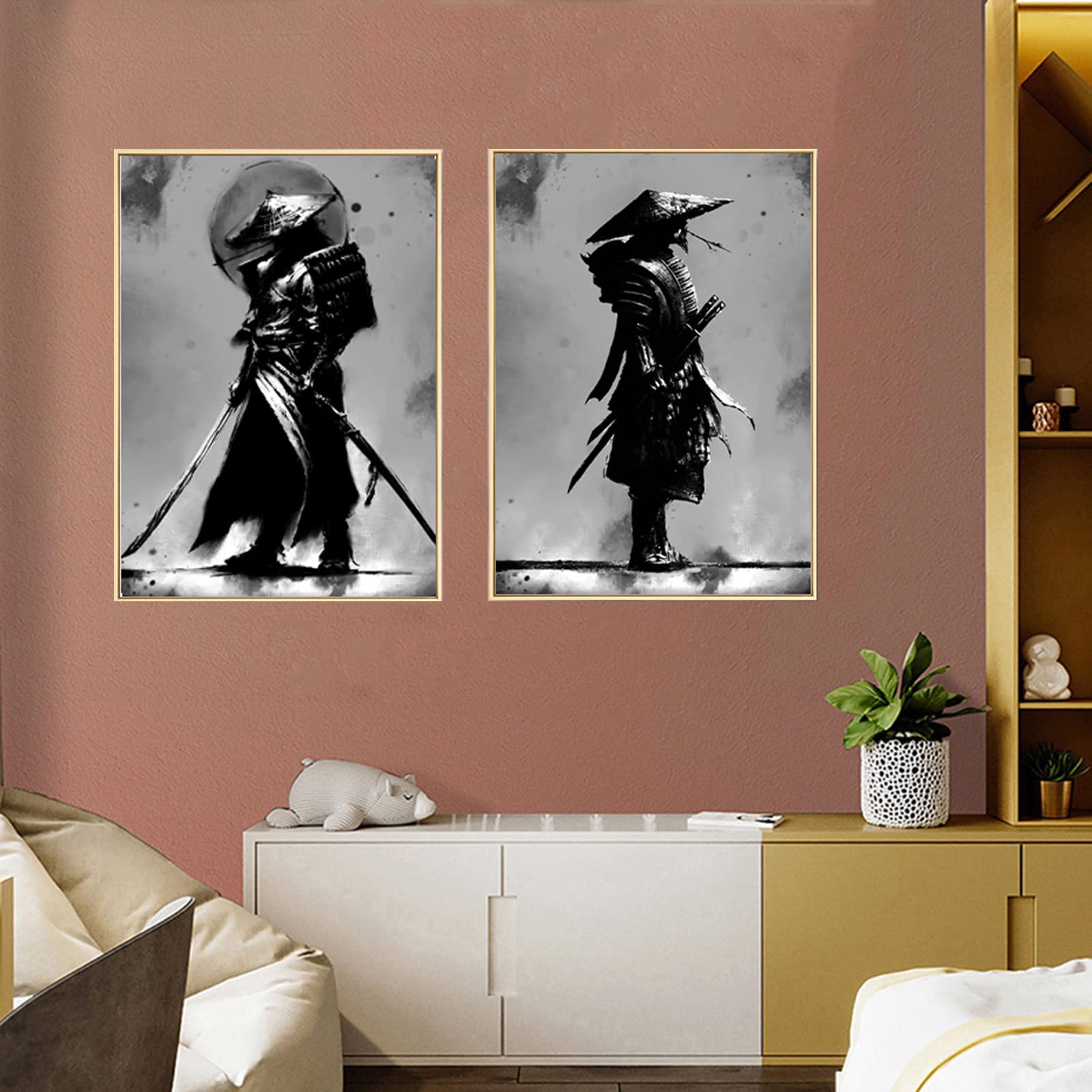 UGZDEA Poster giapponese Samurai su tela, stile Bushido giapponese, moderno, per soggiorno, camera da letto, decorazione senza cornice(C,2x30x40cm)