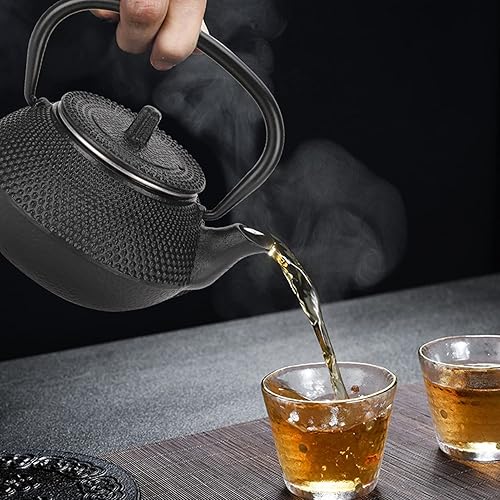 Miniatura 2 de Tetera de hierro fundido, tetera de 10.1 fl oz, para uso doméstico, con filtro extraíble de acero inoxidable, infusor de cocina de inducción de gas,
