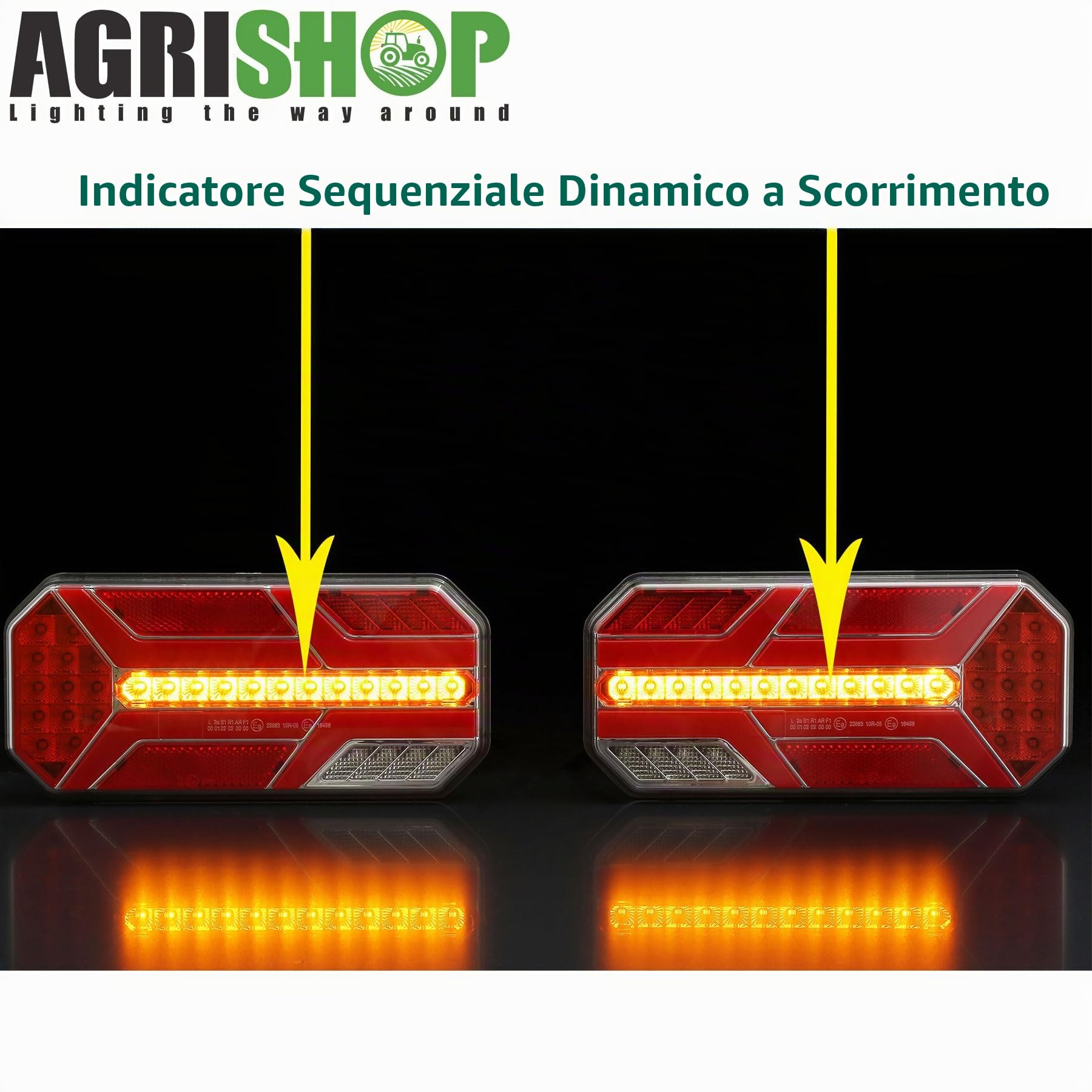Kit Luci Posteriori Led per Rimorchio 12/24v,7Funzioni 2pcs Fanale Posteriori Rimorchio, E-Mark Fanali Posteriori Led Impermeabile Camion Caravan Lampada per Furgoni Trattore