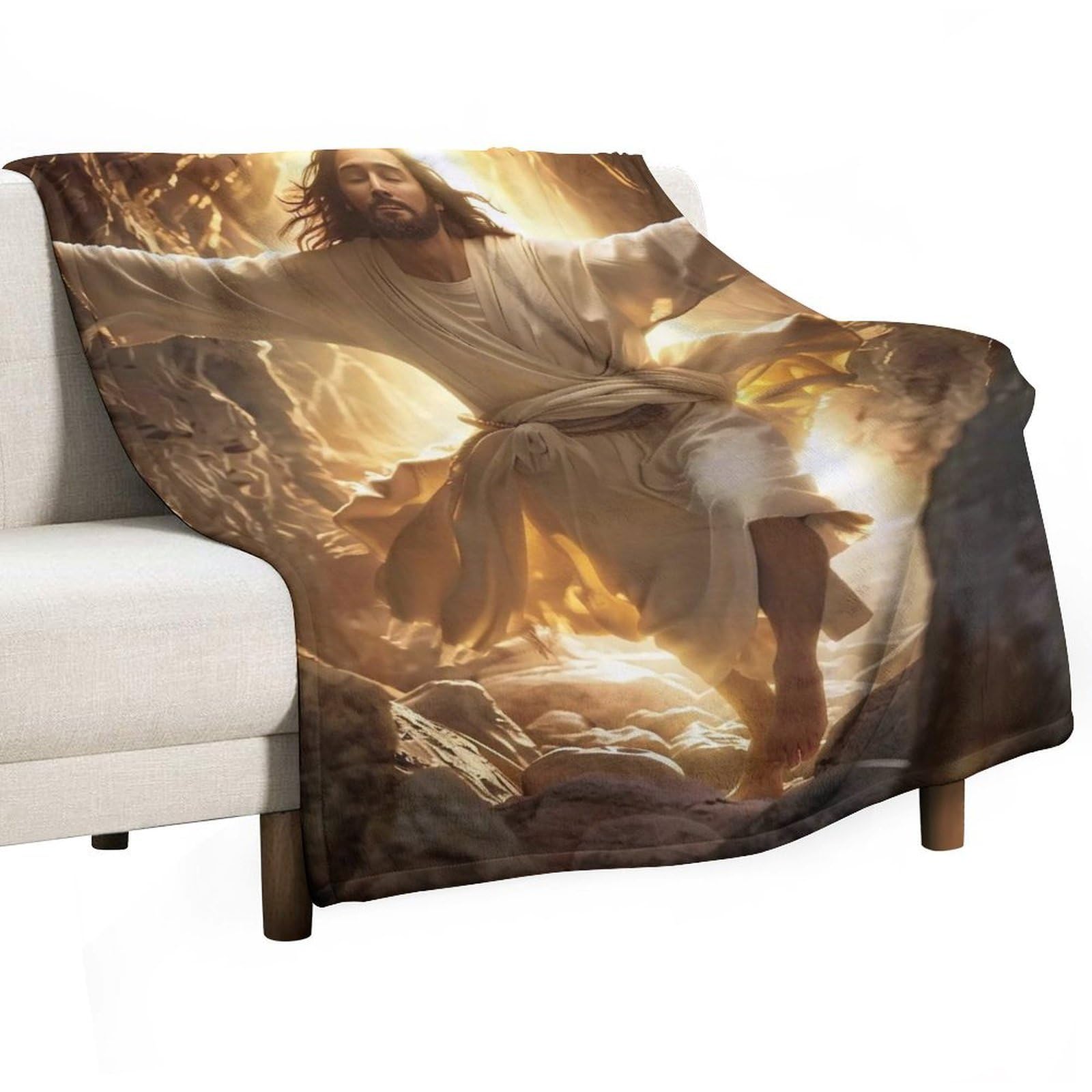 YHGSREUOH The Light of Resurrection 02 Flannel Blankets Fleece Soft Throw Lightweight Plush Gifts for Couch, Bed, Cozy Sofa Plush, Chair, Lovers 130x175cm(50x70in)
