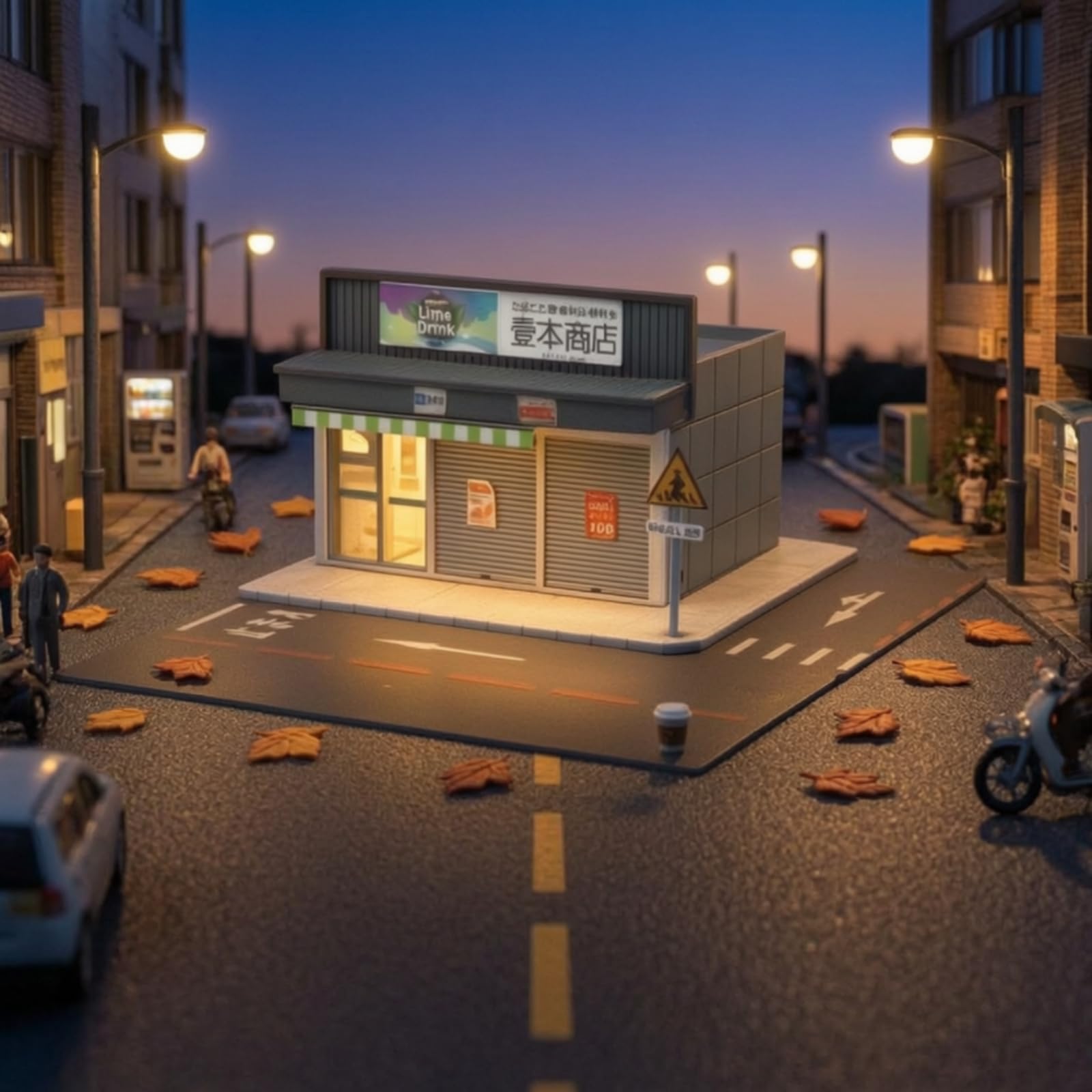 Diorama con Parcheggio da Scrivania Modello di Strada in Miniatura Decorativo Scena Cittadina per Servizi Fotografici, Plastici Ferroviari