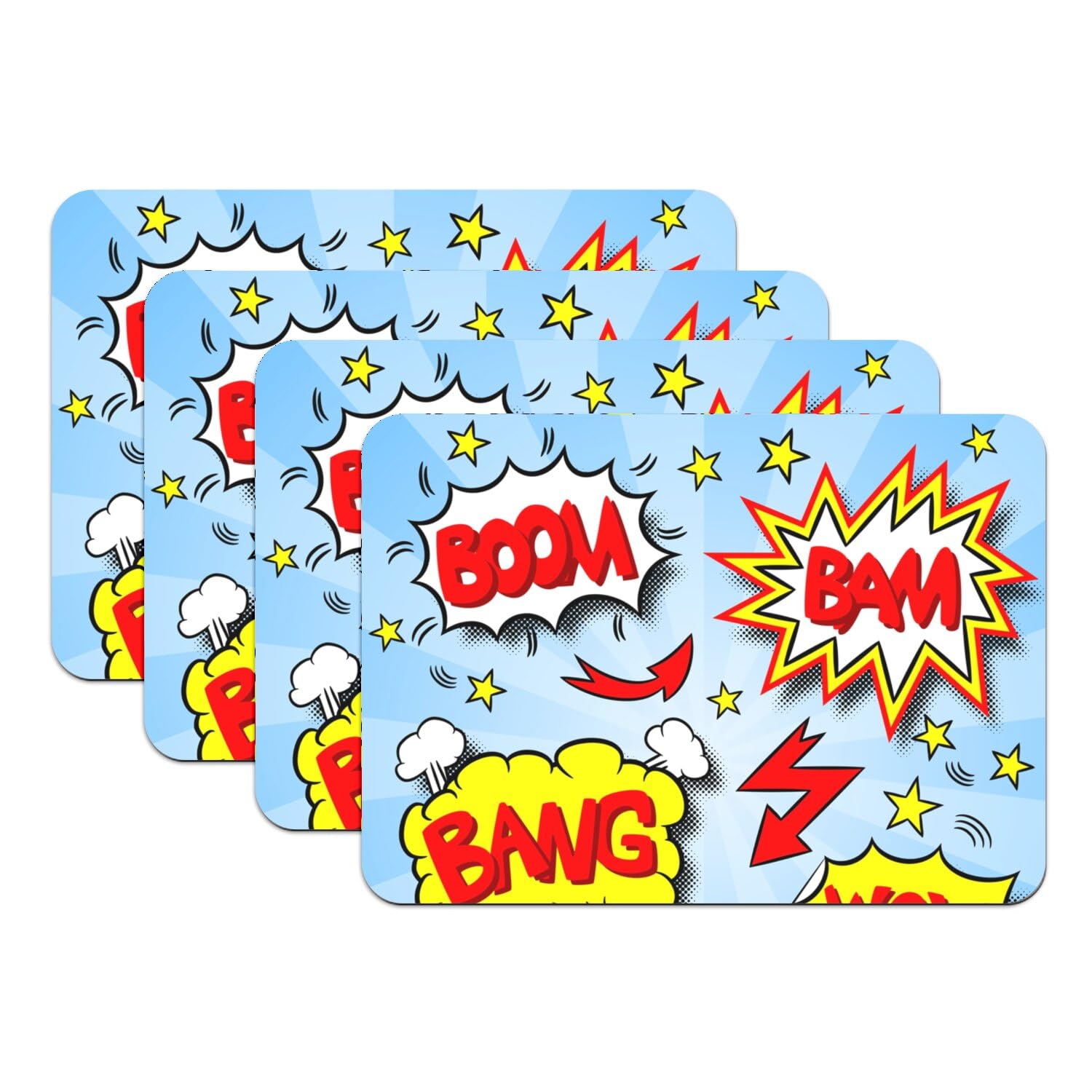 Sets de table caoutchouc grand format motif comics étanches et résistants