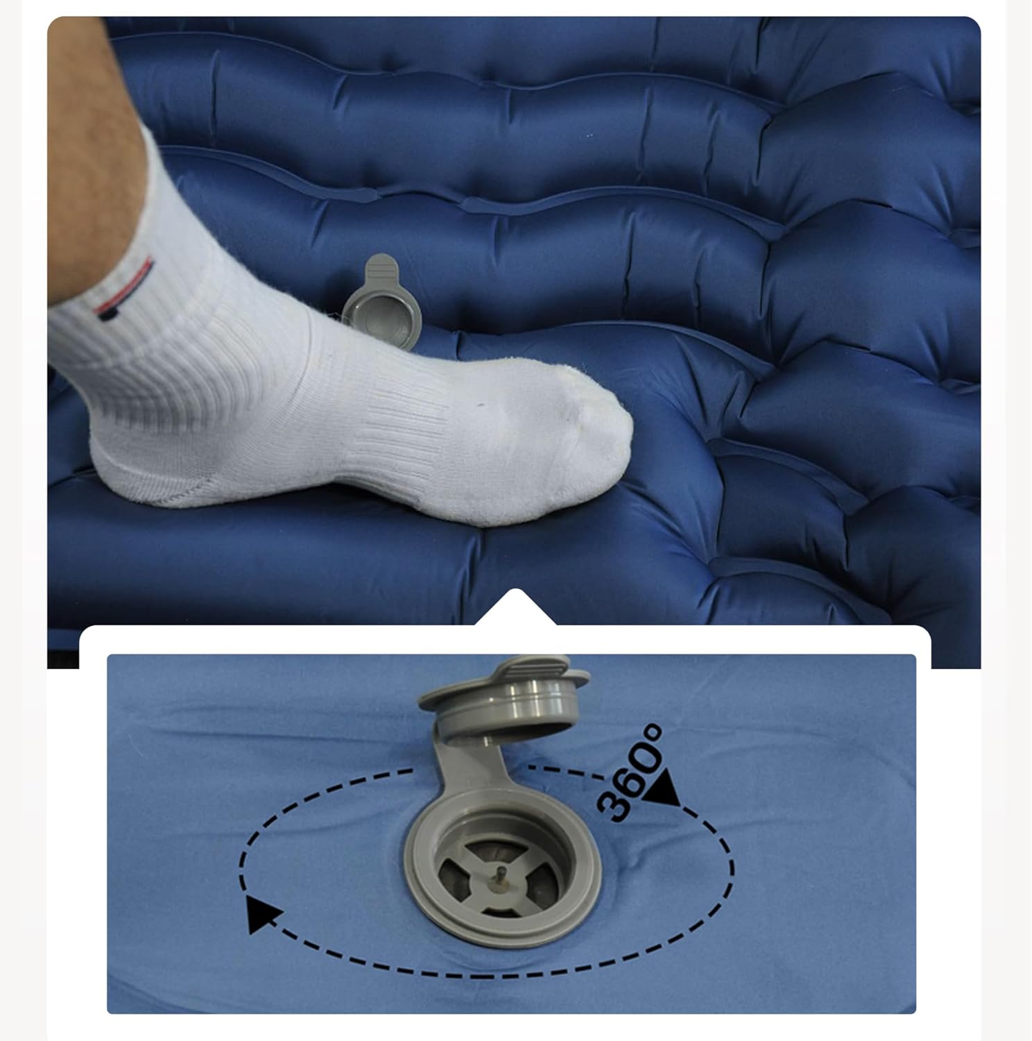 Enlarged and Thickened air Sleeping Mats for Camping, 78.75x27.55x3.93 inches Thick, 330lbs Load Capacity, Quick Inflation in 25 Seconds at Maximum Speed, Low Noise, TPU Coated (Navy Blue)