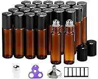 Vista 15 de PrettyCare Paquete de 12 botellas de vidrio ámbar para aceite esencial con bola de rodillo de acero inoxidable – Botellas vacías recargables a