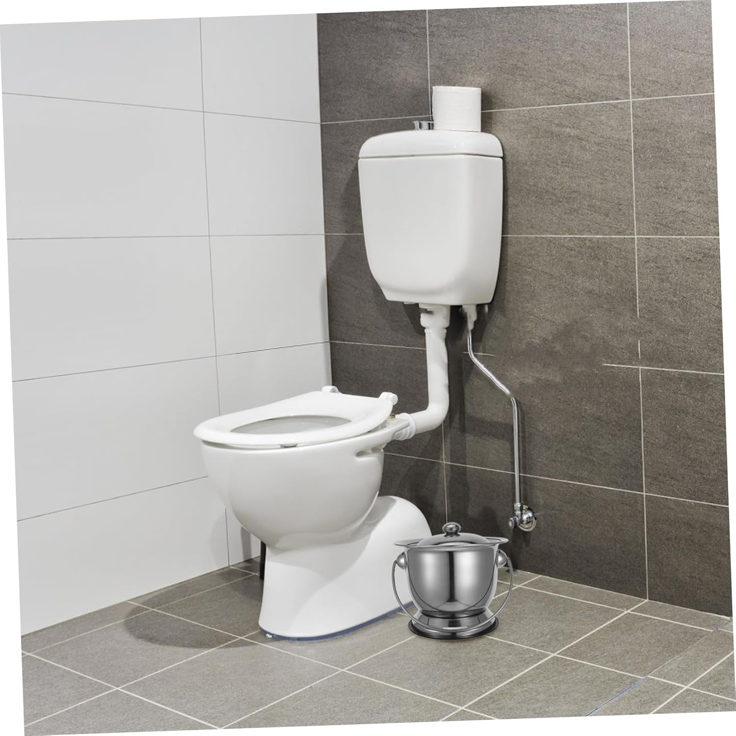 Portable Stainless Steel Chamber Pot with Lid Night Urinal for Adults Elderly and Pregnant Women Easy Clean Bedside Pee Bucket for Home Use and Camping