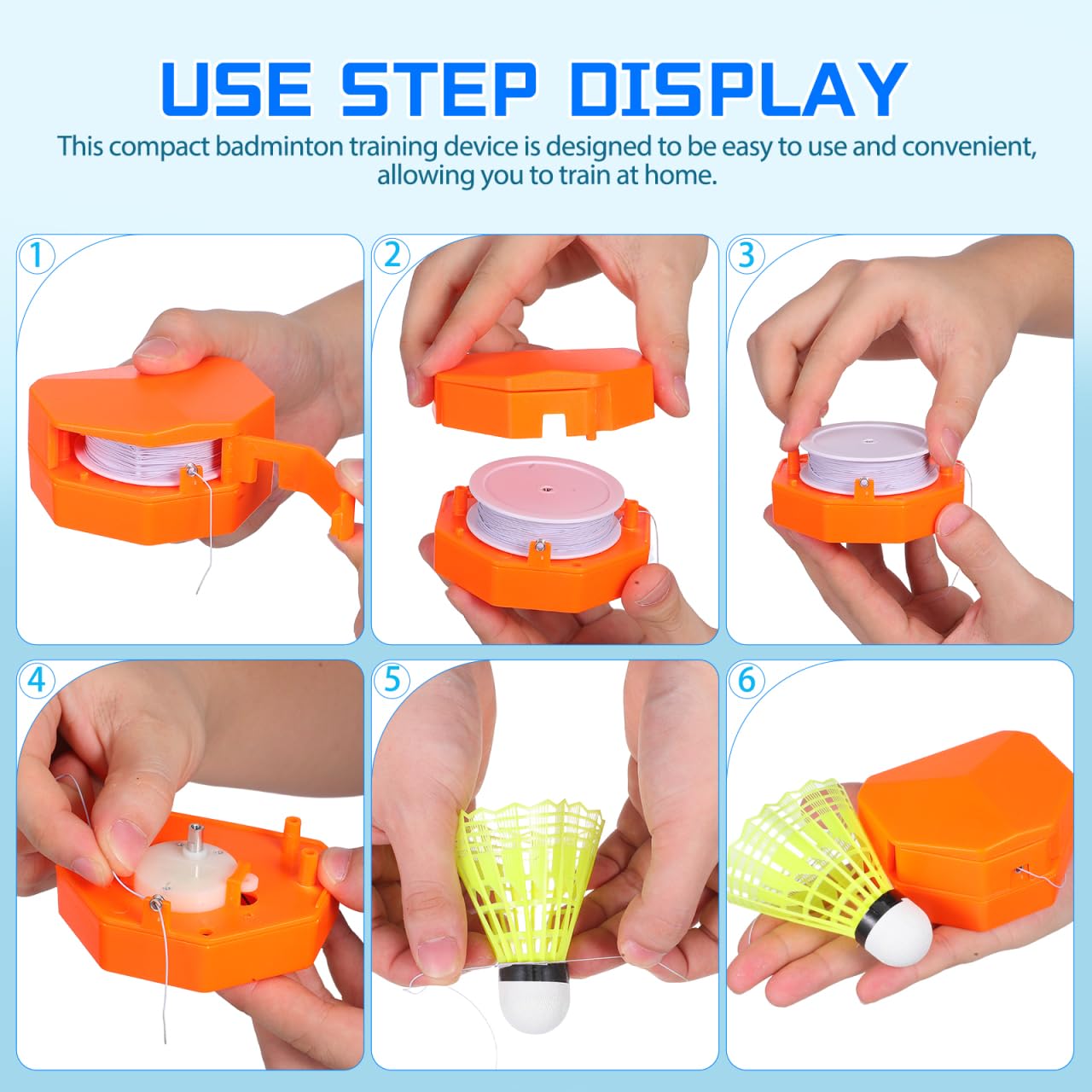 NOLITOY Juego de entrenamiento de rebote portátil de bádminton con control remoto y volante de nailon, ayuda de entrenamiento de bádminton eléctrico para un solo jugador con velocidad y ángulo para - 5