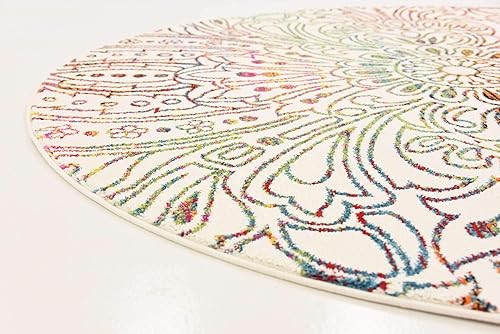 Miniatura 8 de Unique Loom colección Lyon - Alfombra abstracta y moderna, Polipropileno, Marfilrojo