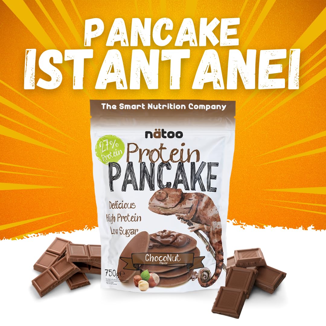NÄTOO Pancake Proteici - Preparato per pancake con il 35% di proteine di alta qualità - Pancake pronti con farina proteica solo 1,5g di zuccheri - 750gr. (Choco & Nut)