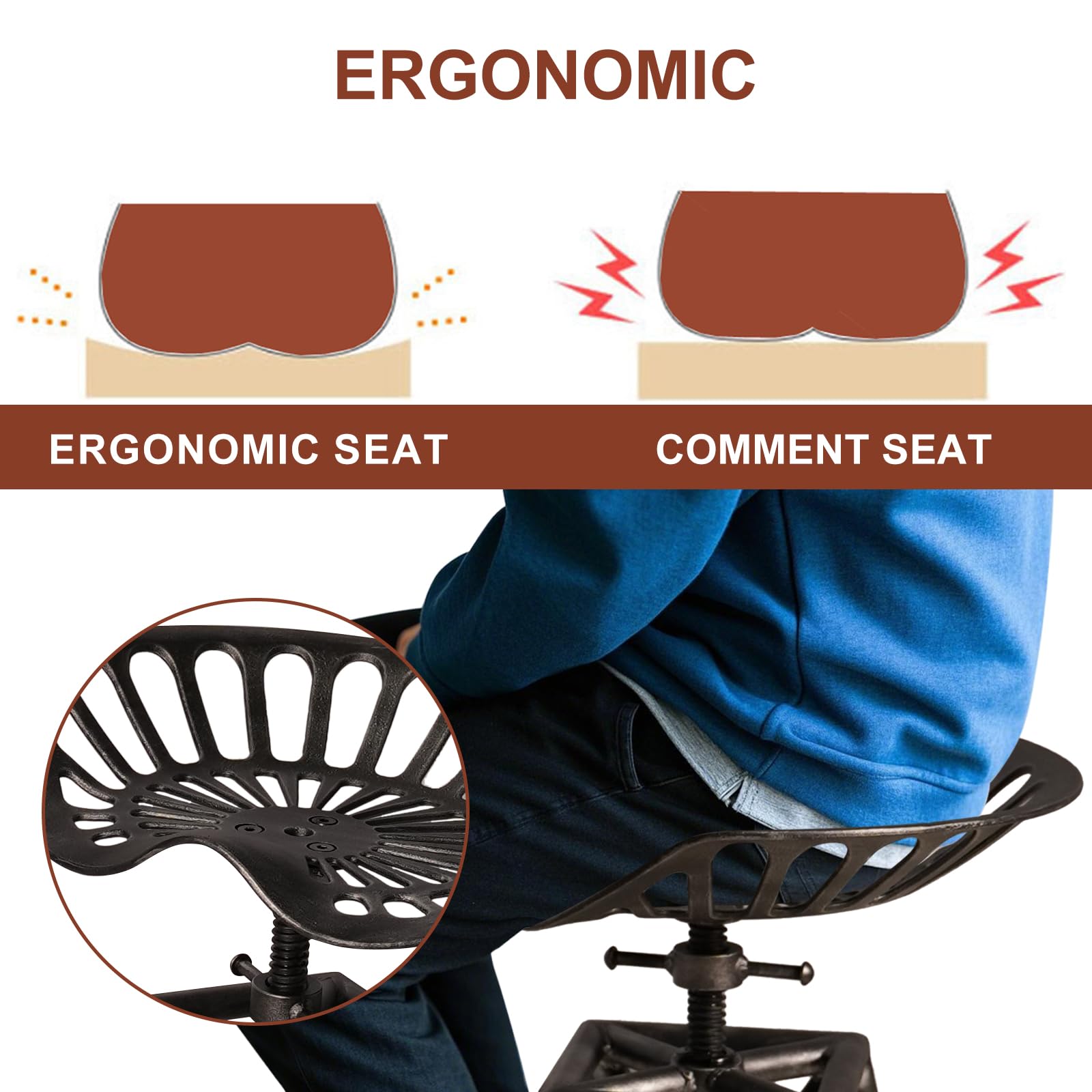 Amazon.com: LOKKHAN Cast Iron Tractor Seat Bar Stool-27.5