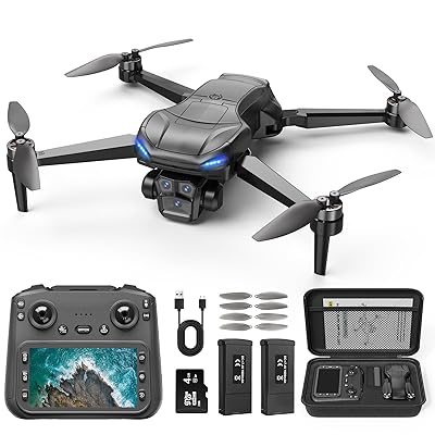 GPS Drone with 4k camera for adults,4.5’’ LCD Screen Controller, Brushless Motor, 60-Min Flight Time with 2 Batteries, SD Card Included, 5G FPV Quadcopter with Auto Return, Gift for Beginners