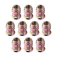 Vista 37 de MroMax 20 piezas de insertos de tuerca para muebles M6x10mm, acero al carbono, zincado, hexagonal interno, tornillo con brida, insertos de madera
