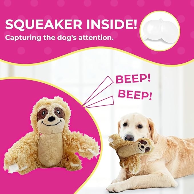 Glow Pups Sloth Juguete para Perros Squeaky, Juguete de Peluche con Árbol miniatura 2