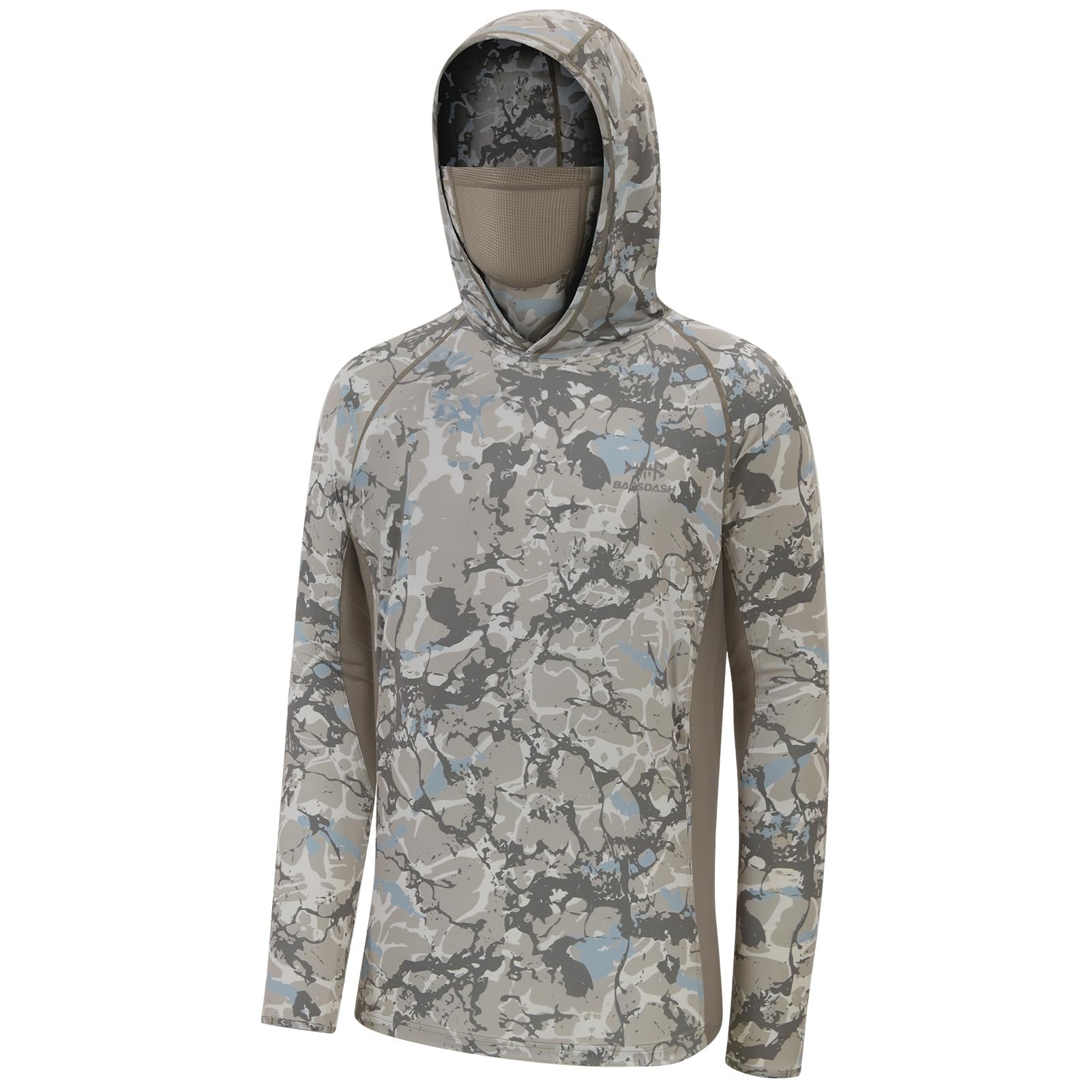 BASSDASH UPF 50+ Men’s Fishing Hoodie Shirts with Mask Camo UV Long Sleeve Moisture Wicki…