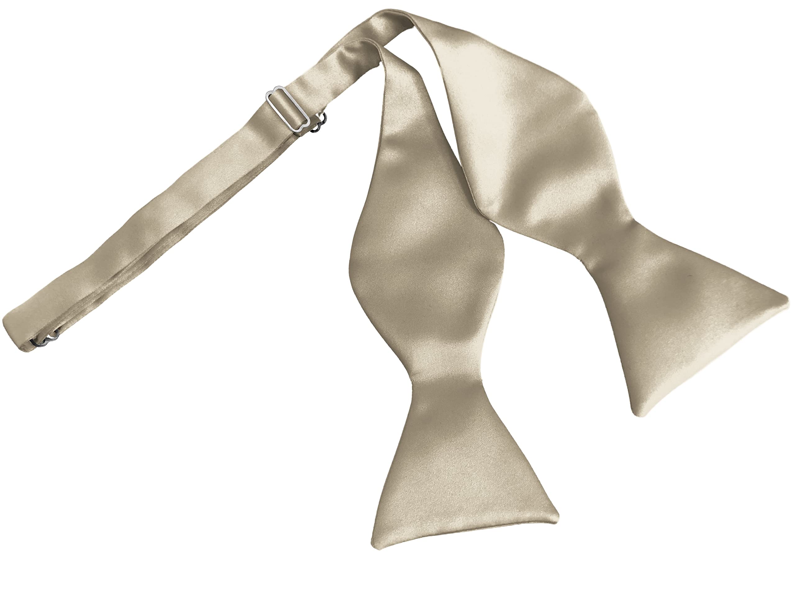 Great British Tie Club Men's Champagne Italian Satin Self-Tie Bow Ties (Champagne)
