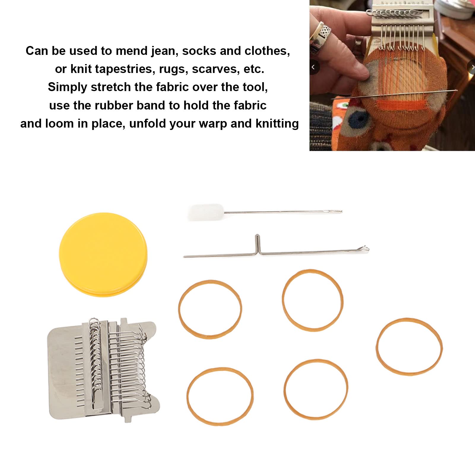 Darning Mini Loom Machine, Hand Craft Weven Reparatie Tool DIY Naaien Snel Darning Loom met Rubber Bands Haak Darn voor Jeans Sokken en Kleding (14