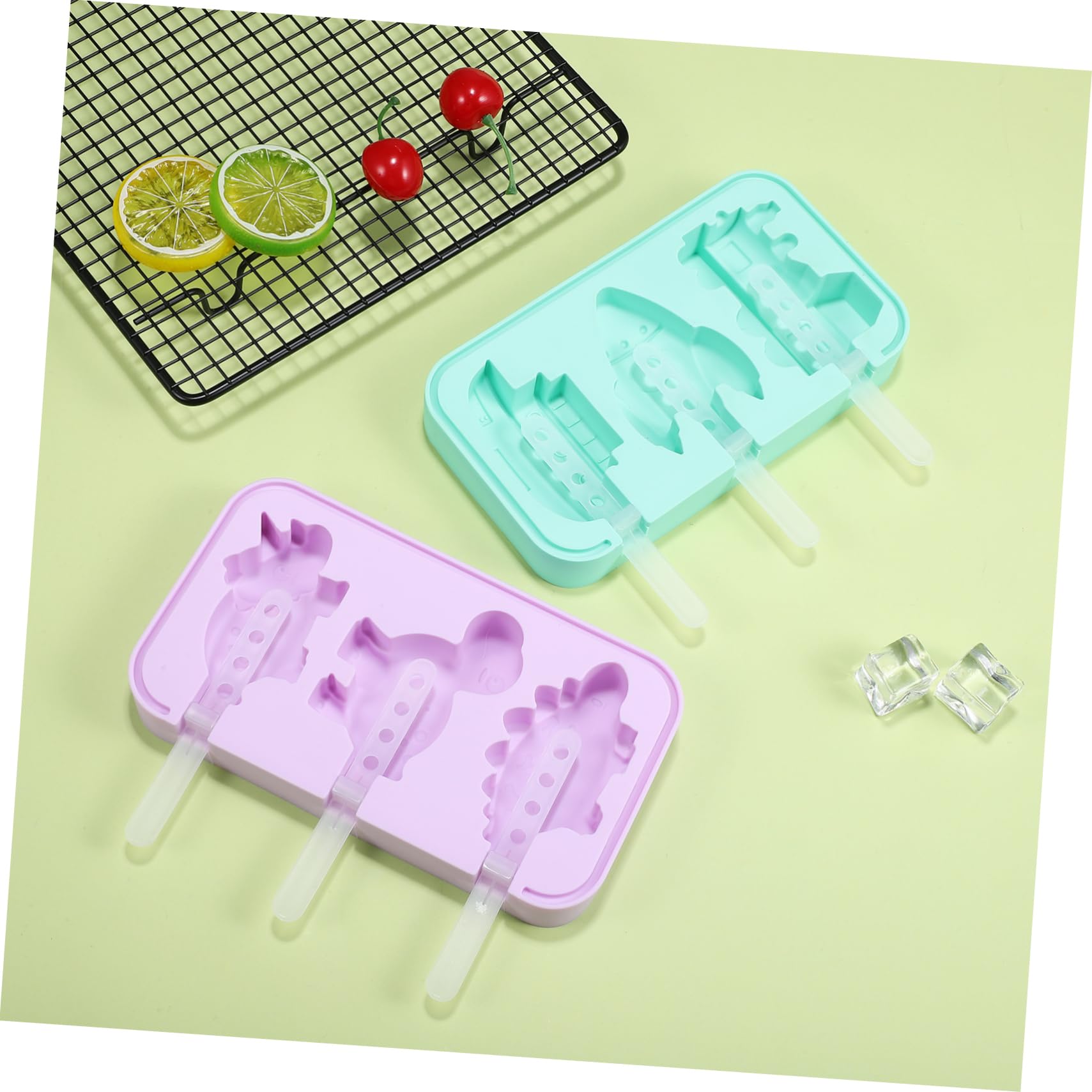 Lot de 2 Moules à Glace Silicone Réutilisables avec Couvercle Moule Glace Empilable pour Créer DIY une Ambiance Estivale