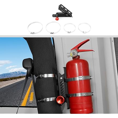 Car UTV Roll Bar Fire Extinguisher Holder Bracket Red For Jeep Wrangler JK SU - Foto 12