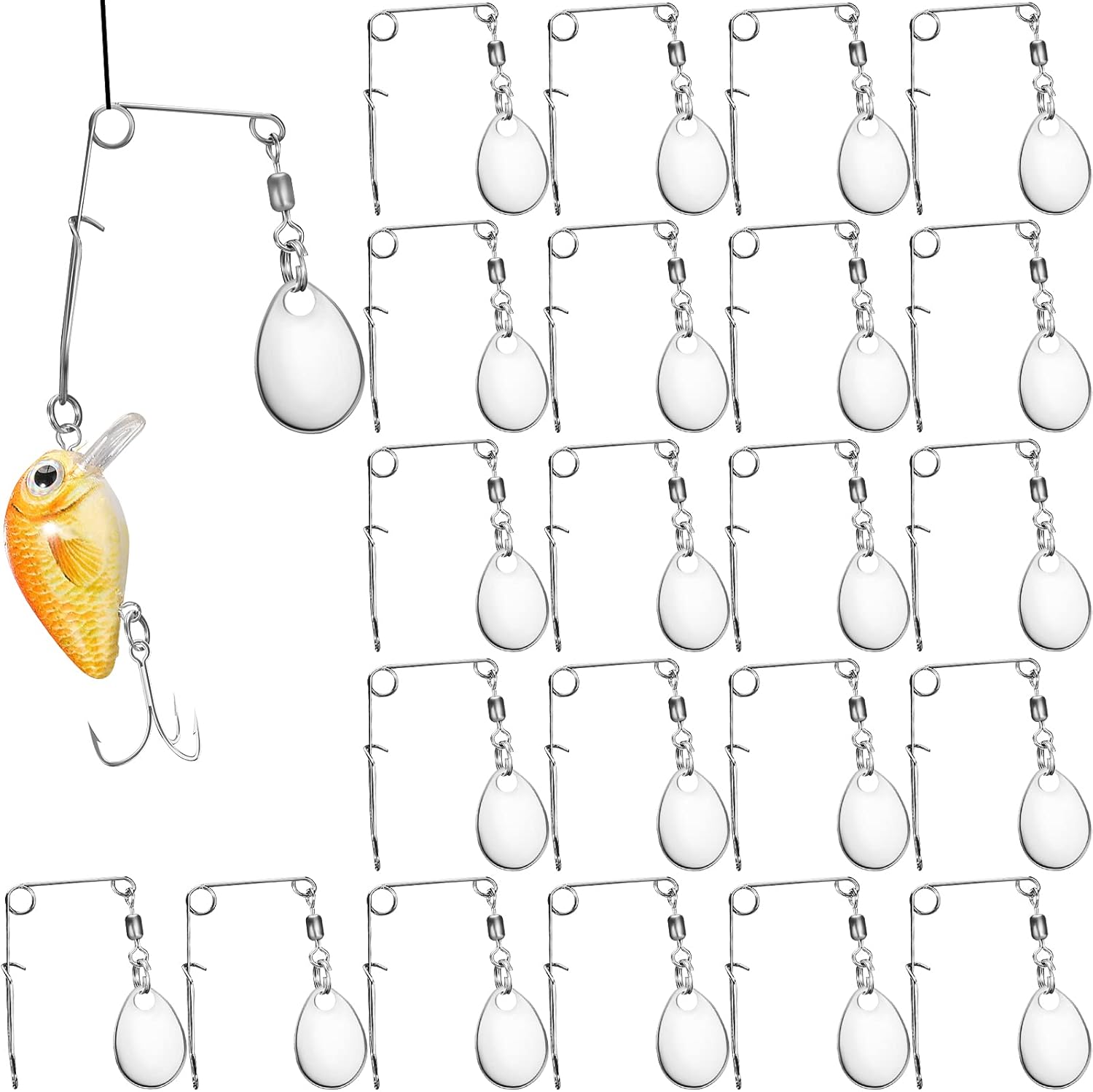 80 Pieces Fishing Spinner Blades Spinnerbait Smooth Spoons Rigs Fishing Spoons