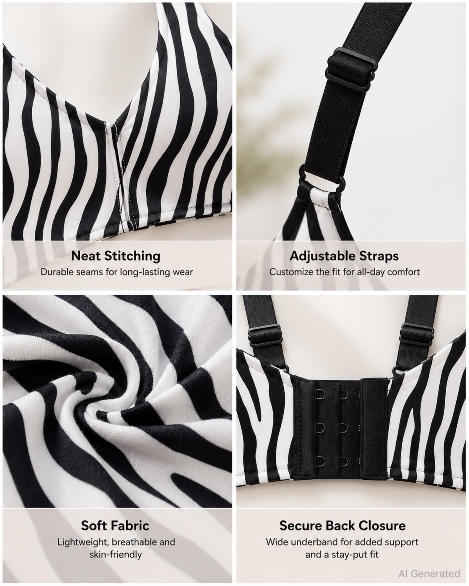 Reggiseno senza fili Jelly per le donne copertura completa scollo a V