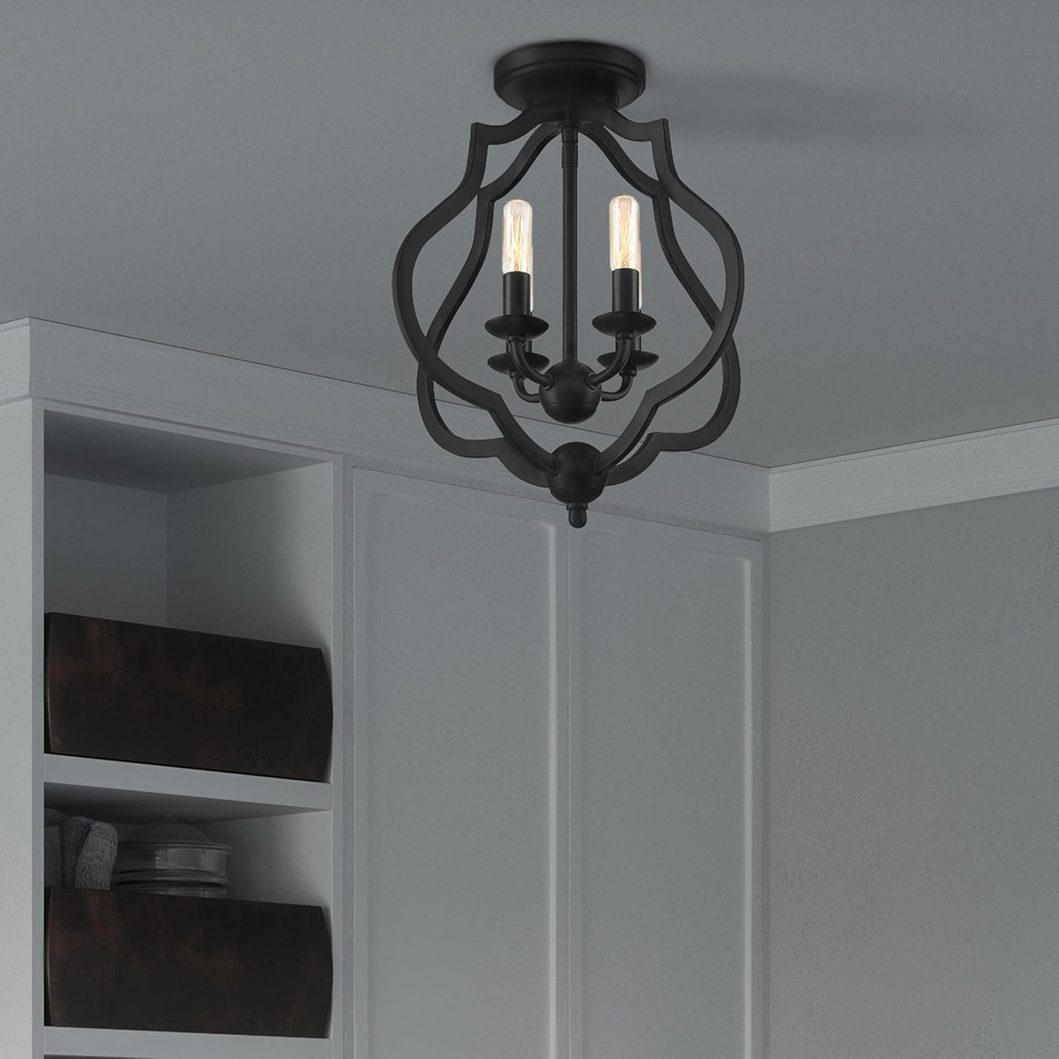 Quoizel O'Keefe 4-Light Matte Black Semi-Flush Mount Light