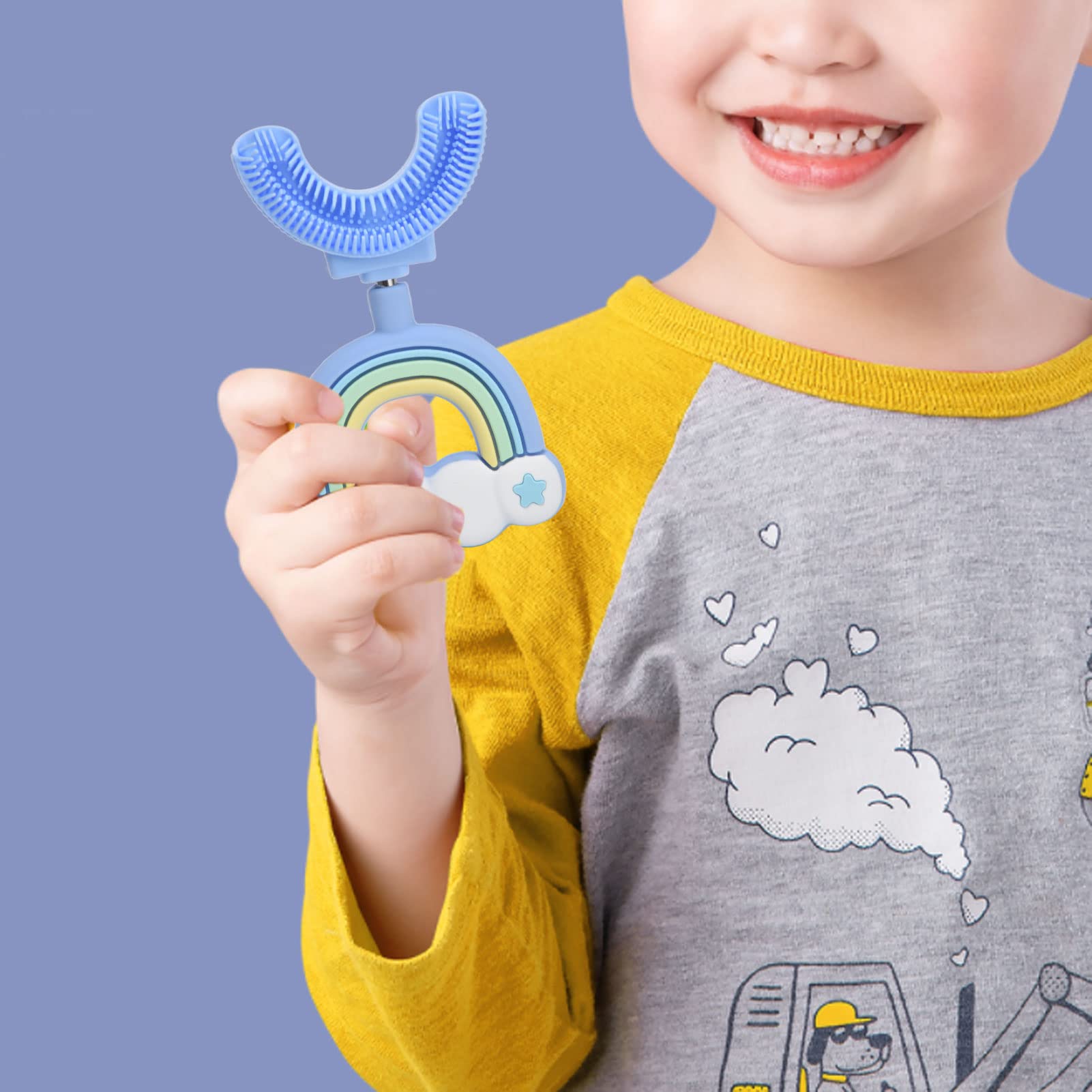 U-förmige Zahnbürste für mit Cartoon-Design und Weichen Borsten aus Lebensmittelechtem Silikon für eine Unterhaltsame Mundpflege. 1 X U-förmige Zahnbürste (2-6 Jahre alt)